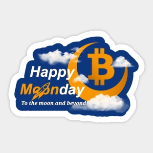 Bitcoin happy moonday - grey moon Sticker